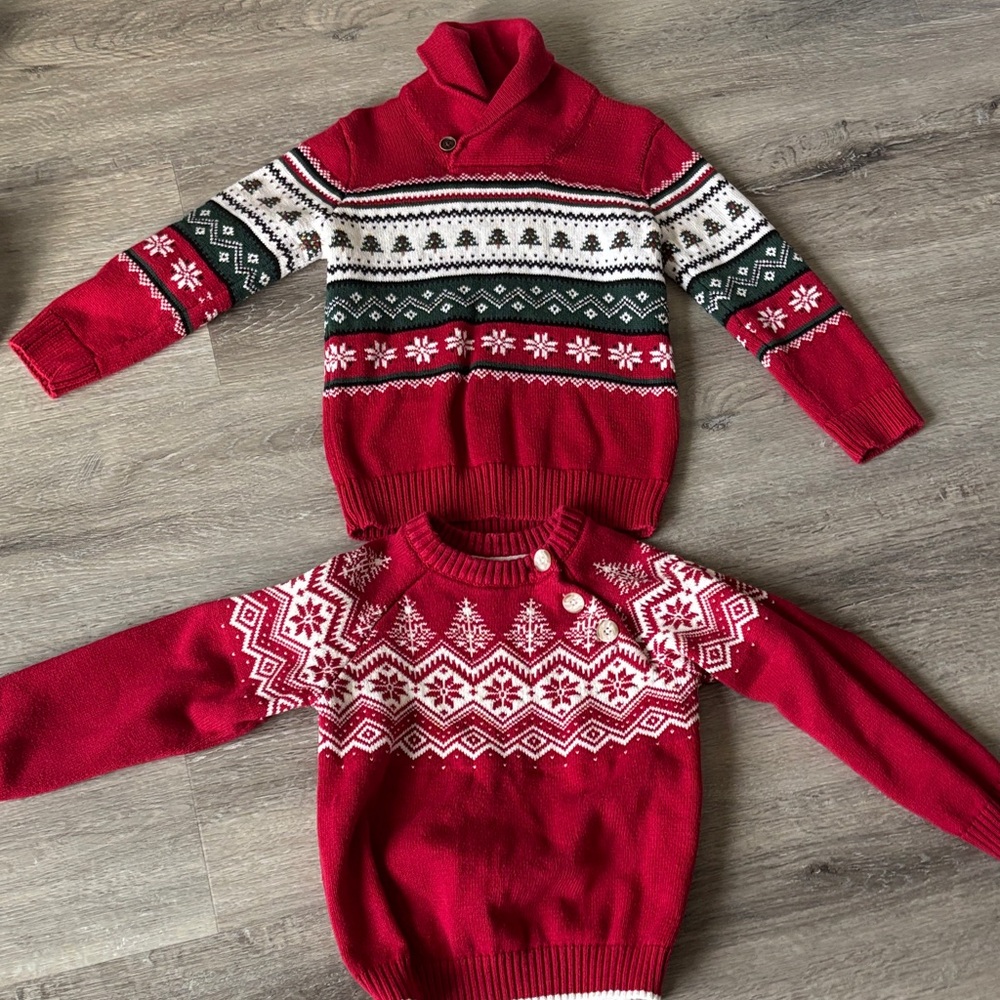 Red and White Nordic Sweaters